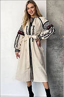 Жіноча сукня вишиванка з довгим рукавом, ESQ 5623 вишита сукня з орнаментом