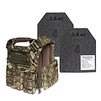 Плитоноска с плитами 4 класс защиты 2ARMOR ДСТУ 8782:2018 Cordura 1000D Бронежилет Пиксель с быстрым сбросом