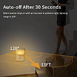 Світлодіодний нічник із датчиком руху та 3 режимами світла, світильник у розетку з автовимкненням, фото 6
