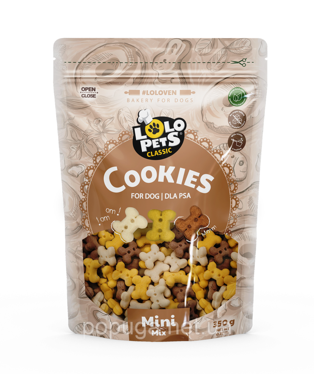 Lolo Pets Печево для собак у вигляді кісточок Mini Mix, 350г