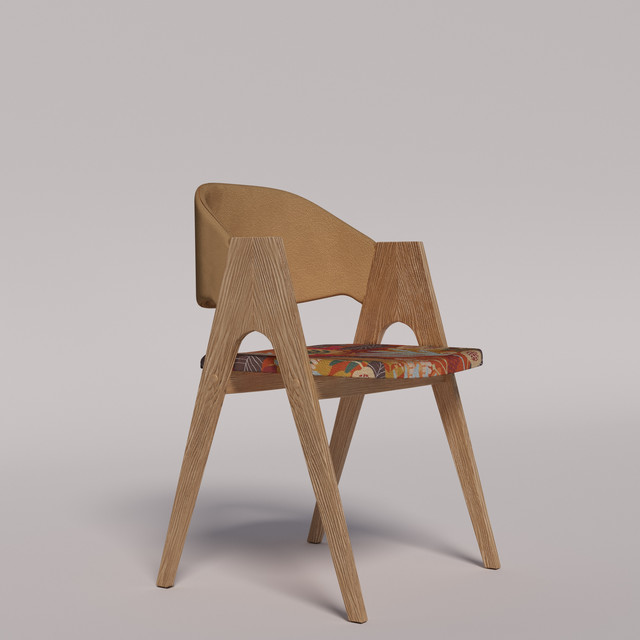 Мягкий стул "Джим" из дерева и ексклюзивной ткани Мягкий стул "Джим" из дерева и ексклюзивной ткани