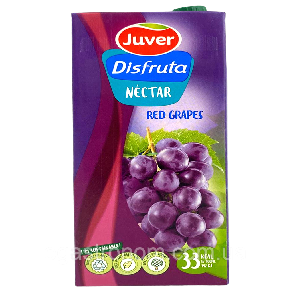 Сік-нектар темний виноград (без цукру) Джувер Juver 1L 12шт/ящ (Код: 00-00015904)