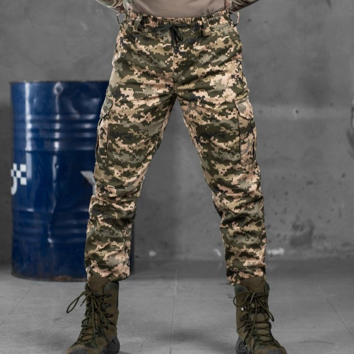 Качественные брюки Bandit гретта пиксель, армейские штаны с вместительными кармнами и поясом на резинке L - фото 3 - id-p2104807200