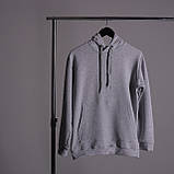 Кофта сіра жіноча з капюшоном без написів, Літня Толстовка трикотажна хб Худі з кишенею Кенгурушка весняна на дівчину, фото 10