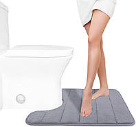 Современный коврик для ванной и туалета с эффектом памяти - U-образный контурный коврик 50 х 50 см Серый -