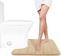 Сучасний килимок для ванної та туалету з ефектом пам'яті - U-подібний контурний килимок 50 х 50 см Бежевий -