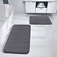 Набор ковриков для ванной с эффектом памяти 2 шт (50 х 80 см и 40 х 60 см) Графит - Антискользящие, мягкие