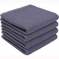 Набір кухонних вафельних рушників зі 100% бавовни 34*74 см 4 шт Сірий - М які Суперпоглинаючі