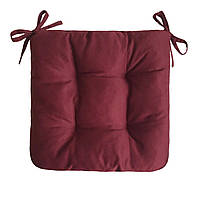 Подушка для стула, кресла, табуретки 40х40х8 цвет бордо на две завязки