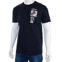 Тёмно синяя мужская футболка с двух сторонним рисунком (Норма) Размеры: 46,48,50,52 (18046-1)