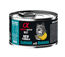 Повнораціонний вологий корм Alpha Spirit Sardine with Banana з сардиною та бананами для дорослих котів 200 г (as969190)