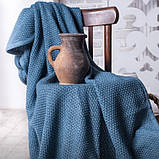 Плед вʼязаний VividZone СКАЙЛ 150*180 бірюза, фото 2