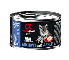 Повнораціонний вологий корм Alpha Spirit Anchovy with Red Applе з анчоусами та яблуками для дорослих котів 200 г (as969183)