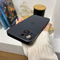 Чехол стеклянный матовый на Айфон 14 черный / iPhone 14 Black Защита камер