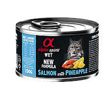 Повнораціонний вологий корм Alpha Spirit Salmon with Pineapple з лососем та ананасами для дорослих котів 200 г (as969176)