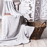 Плед вʼязаний VividZone СКАЙЛ 150*180 світло сірий, фото 3