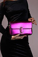 Женская кожанная сумка Marc Jacobs pink metallic Сумочка через плечо Марк Джейкобс цвет розовый металлик