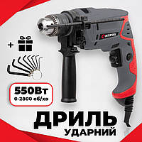 Дрель ударная INTERTOOL DT-0107 550 Вт электрическая дрелька электродрель бесшумная двухскоростная для дома