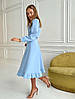Красиве жіноче плаття-міді на запах з довгим рукавом, блакитне, фото 5