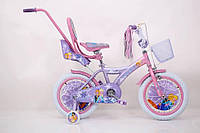 Велосипед для девочки 14 дюймов Ice Frozen Холодное Сердце с сидением для куклы и корзинкой, фиолетовый