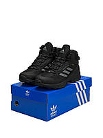 Мужские трекинговые ботинки Adidas Terrrex Swift R Gore Tex Fur All Black Grey Stripes 45