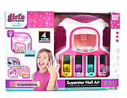 Дитячий набір для манікюру (4 лаки, 2 кольори глітера, 2 роздільники, пилка, наклейки, сушарка, світло) MBK 398, фото 2