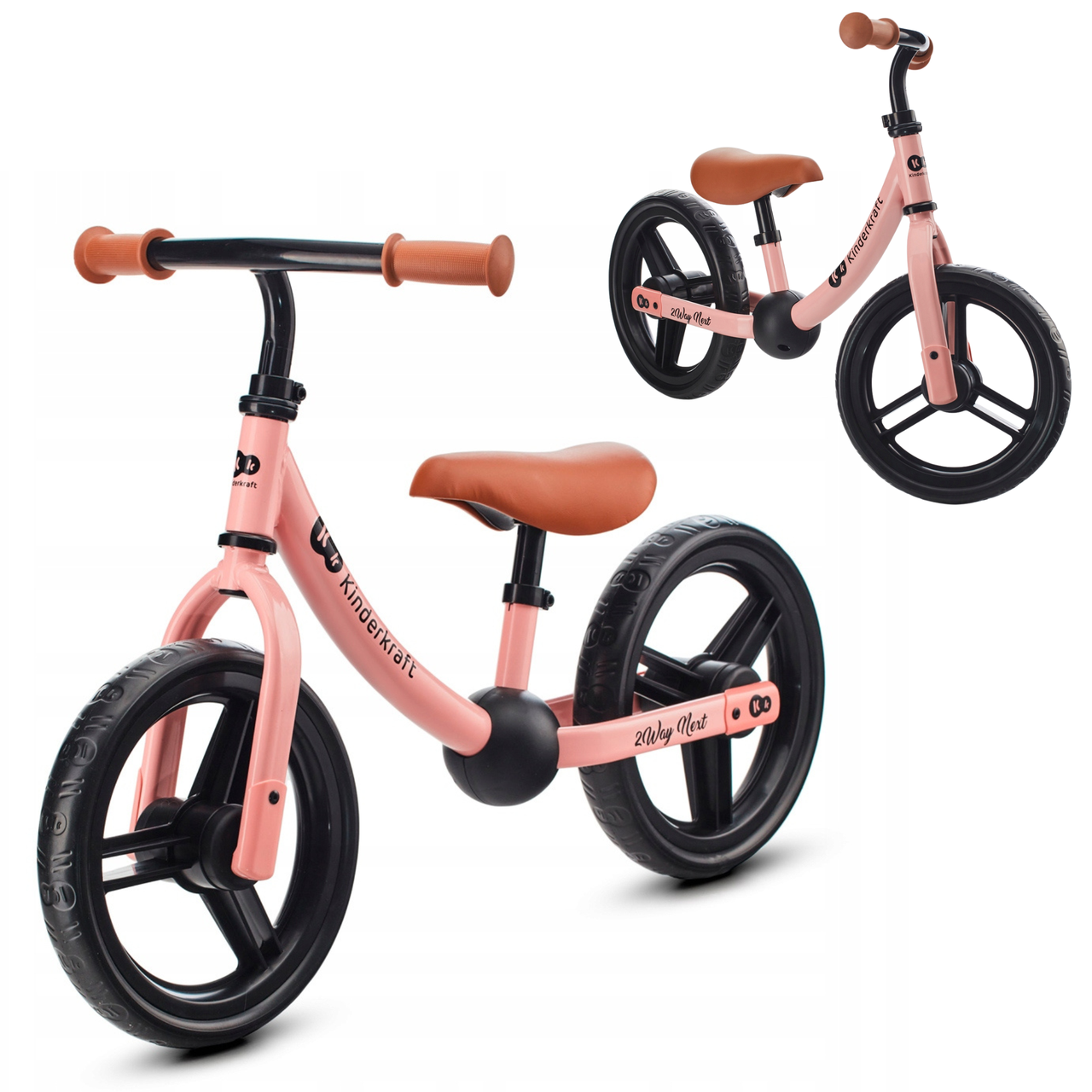 Детский транспорт беговел велобег 2-х колесный для девочек от 2 лет Kinderkraft 2WAY NEXT 2022 Rose Pink - фото 1 - id-p2104917884