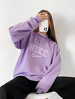 Удлиненный женский свитшот с логотипом nike (черный, белый, лавандовый, бежевый, барби) 42-46, 48-50 размеры Лавандовый, 42/46