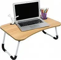 Деревянный раскладной столик-подставка для ноутбука с подстаканником
