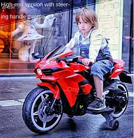 Детский электромобиль мотоцикл Bambi M 4877EL-3 на EVA колесах с кожаным мягким сидением / красный