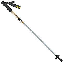 Палиця трекінгова для скандинавської ходьби з металевим тросом Zelart 0466-5 довжина 40-125 см Silver-Gold