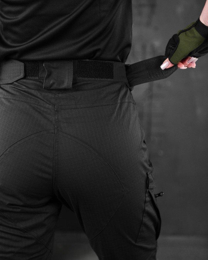 Легкие женские штаны рип-стоп, военые штаны черные с поясом на резинке и кармнами, брюки для женщин ЗСУ 50 - фото 8 - id-p2104937645