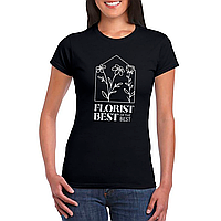 Футболка чорна з оригінальним принтом для флориста "Florist Best Of The Best. Флорист Кращий з кращих" Push IT