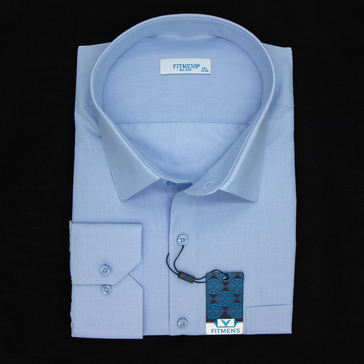 Сорочка чоловіча, прямого покрою, з довгим рукавом, FITMENS FS-002104 C08 ACIK MAVI 90% бавовна 10% поліестер