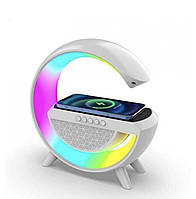 Світильник Нічник 3 в 1 BT-2301 з бездротовою зарядкою та колонкою Bluetooth, біла