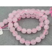 Бусины Розовый кварц граненный шарик на нитке d-8мм(+-) L-38см(+-)