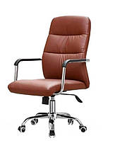 Современное офисное кресло для персонала НАТАН CH TILT из коричневой экокожи