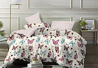 Комплект постельного белья из 100% сатина люкс с компаньоном бабочки розовый S346