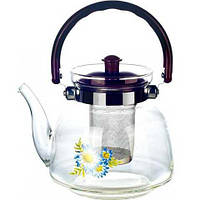 Чайник заварочный стеклянный для чая и кофе FlorA UN-1184, 1.20 л LP