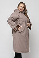 Жіночий весняний плащ великих розмірів M-1054 капучіно. розміри 52-68