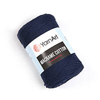 Хлопковый шнур плетеный YarnArt Macrame Cotton, Темно-синий №784, (Янарт Макраме котон) 250 г, 225 м, нити для