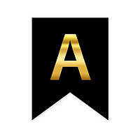 Буква "А" для индивидуальной гирлянды , золото на черном