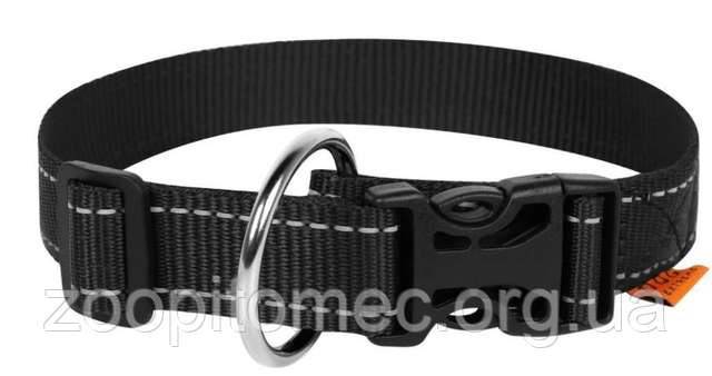 Нейлоновий нашийник Dog Extreme для собак регульований чорний, 25 мм 31-49 см