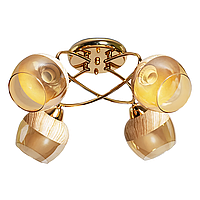 Люстра потолочная на четыре стеклянных круглых плафона золотого цвета под лампу Е27 Svet SC-9082/4 FG