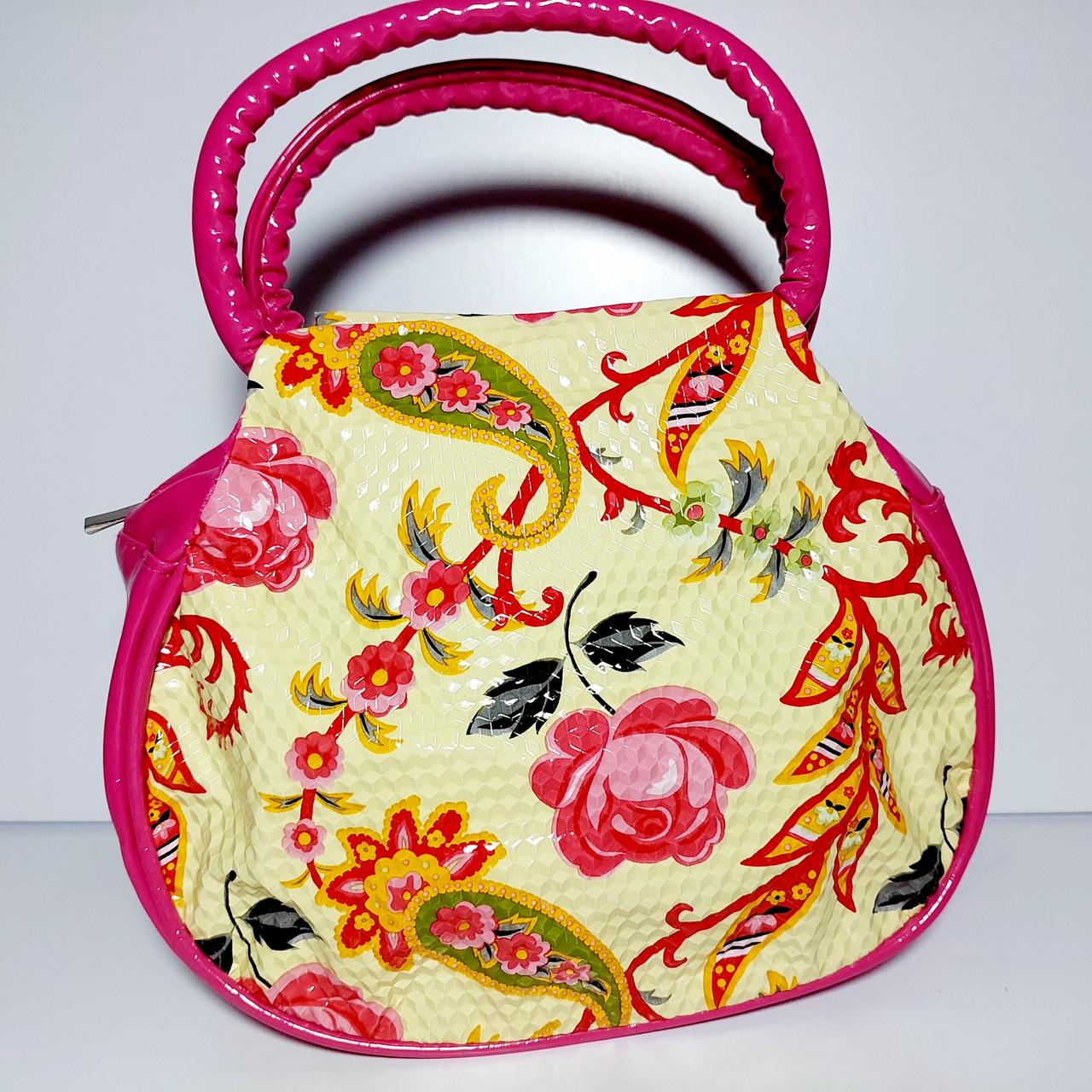 Сумка дитяча малинова у квіточки коротка ручка, фото 1