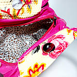 Сумка дитяча малинова у квіточки коротка ручка, фото 4