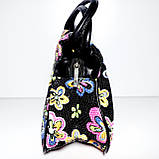 Сумка дитяча коротка ручка чорна у квіточки, фото 2