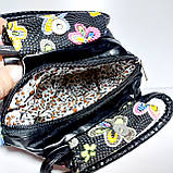 Сумка дитяча коротка ручка чорна у квіточки, фото 4