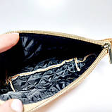 Косметичка блискуча шкірозамінник золотиста із широким дном, фото 4