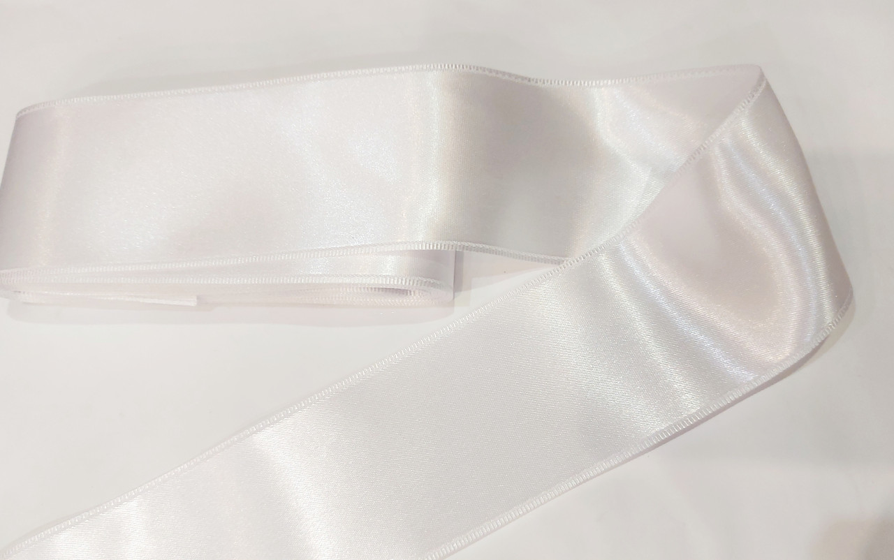 Стрічка атласна двостороння 5.7 см. ( моток 10 метрів) Біла